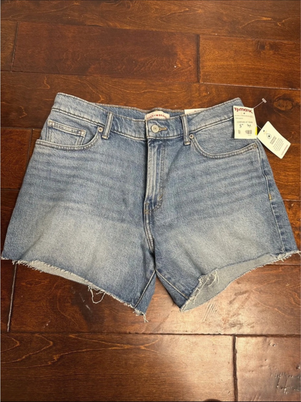 Lucky Brand 90s Midi Denim Shorts Comfort Stretch Light Wash Size 8/29 NWT